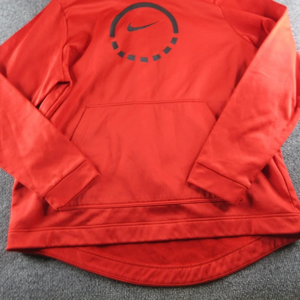 Nike Hoodie Mens XL Red Dri-FIT Fleece Pullover Kangaroo Pocket Sweatshirt